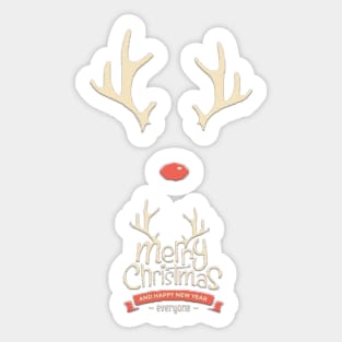 RUDOLPH MERRY CHRISTMAS - HAPPY NEW YEAR Sticker